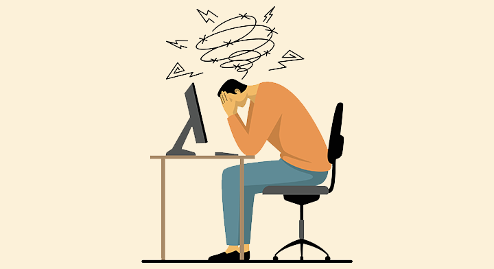Man worried at desk