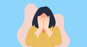 Woman with face covered