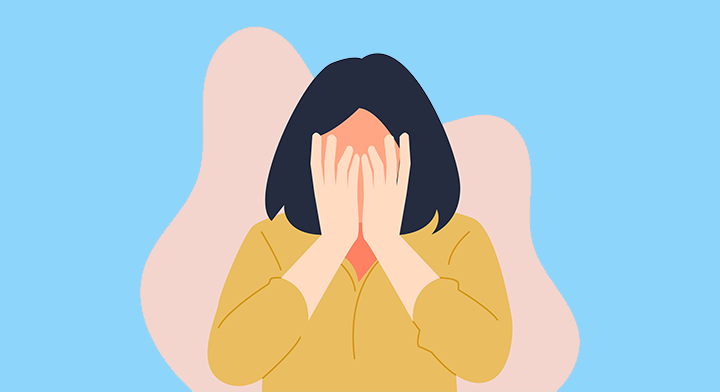 Woman with face covered
